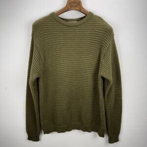 EMS VIntage Ribbed Knit Chunky Fisherman‎ Sweater Size Medium Army Green Wool